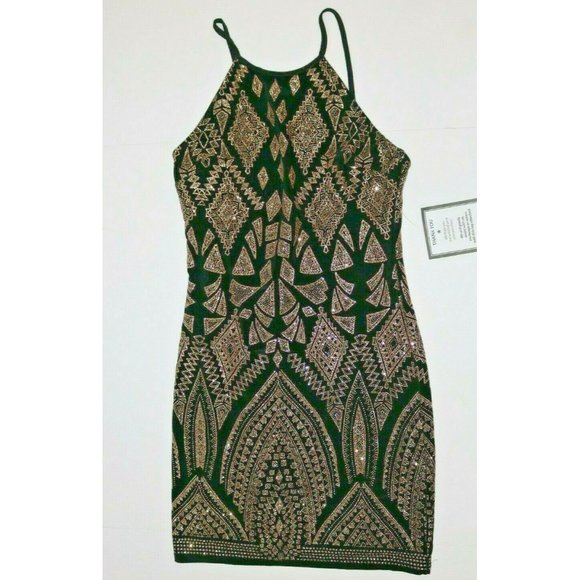 Jump Womens Dress Juniors Black Gold Glitter Party - Picture 6 of 12
